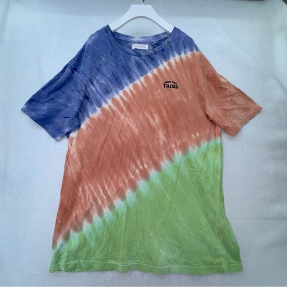 NWT Men’s Pacsun Tie Dyed T-shirt Purple Orange Green Good Vibe Tribe size Large - Picture 1 of 4